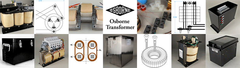 composite graphic of Osborne Transformer products - Three Phase Isolation Transformer